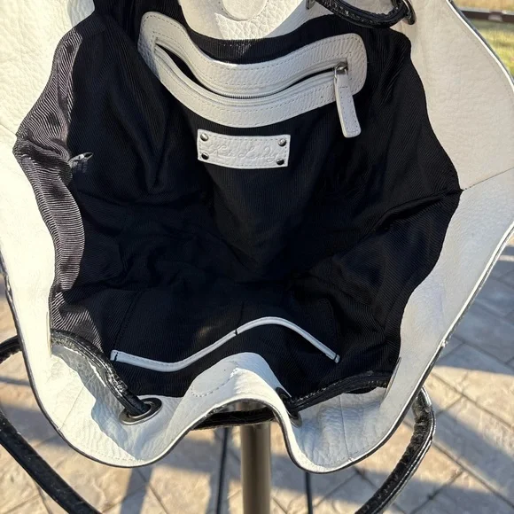 Kate Landry | White and Black Leather Purse Handbag | Like-New Condition - Picture 5 of 11